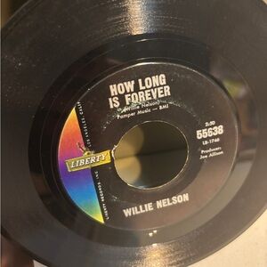 Liberty Black Vinyl Record - Willie Nelson now long is forever 45